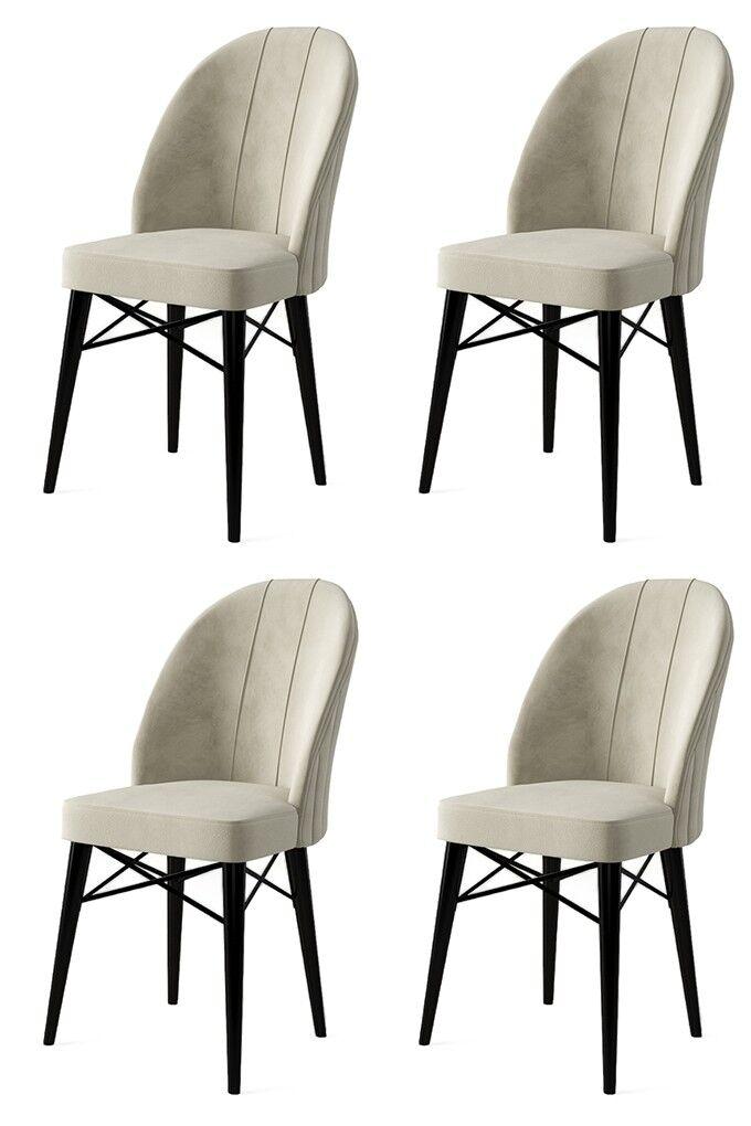 Hanah Home Ritim set stolica, 44x96x42 cm, 4 dijela, krem-crna