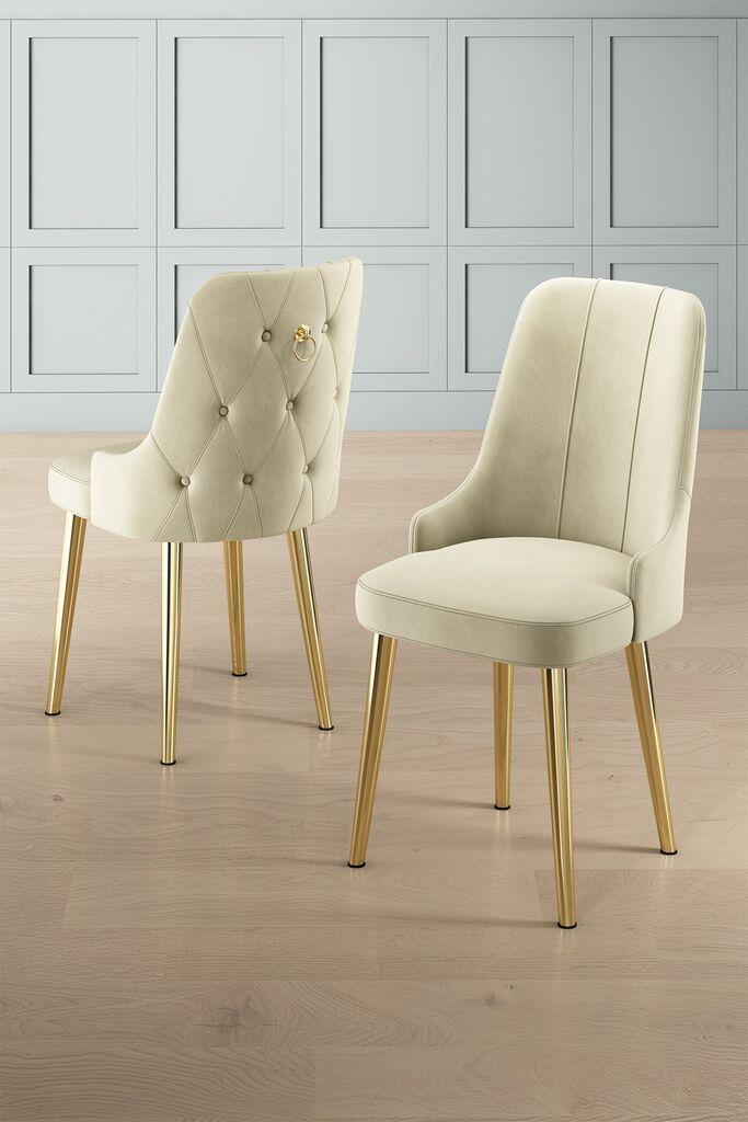 Hanah Home Newa set stolica, 46x94x46 cm, 2 dijela, srebrno-krem boja