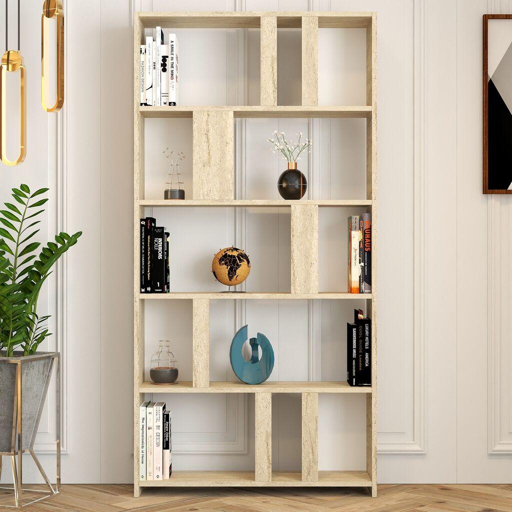 Hanah Home Lima polica za knjige, 90x180x20 cm, krem