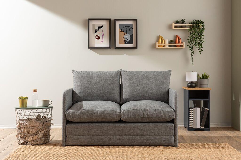 Atelier del Sofa Dvosjed na razvlačenje Saga, 128 x 70 x 66 cm, Svijetlosiva
