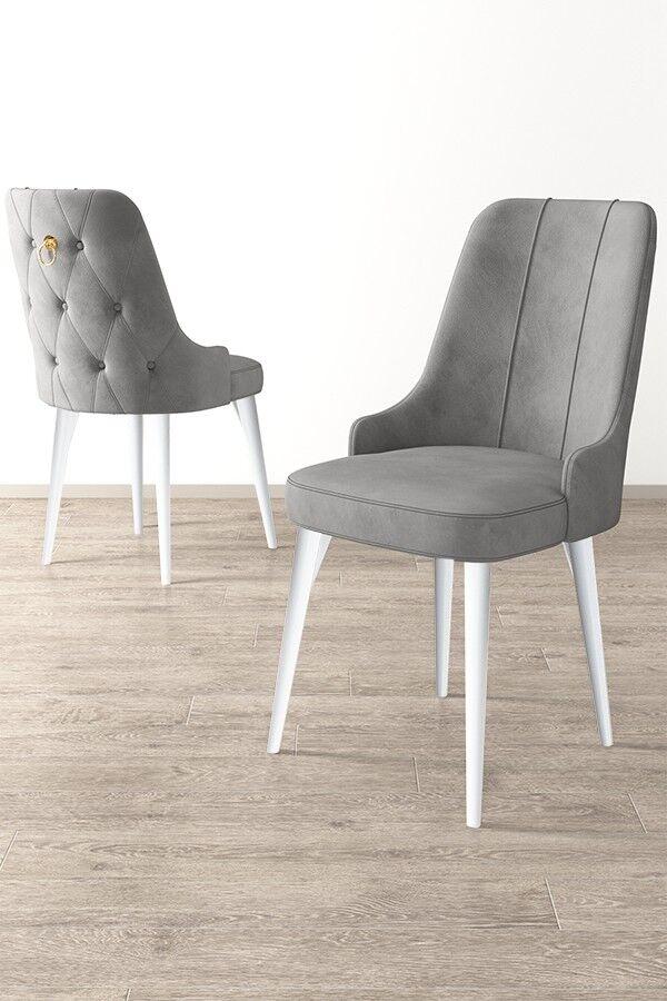 Hanah Home Newa set stolica, 46x94x46 cm, 2 dijela, sivo-bijela