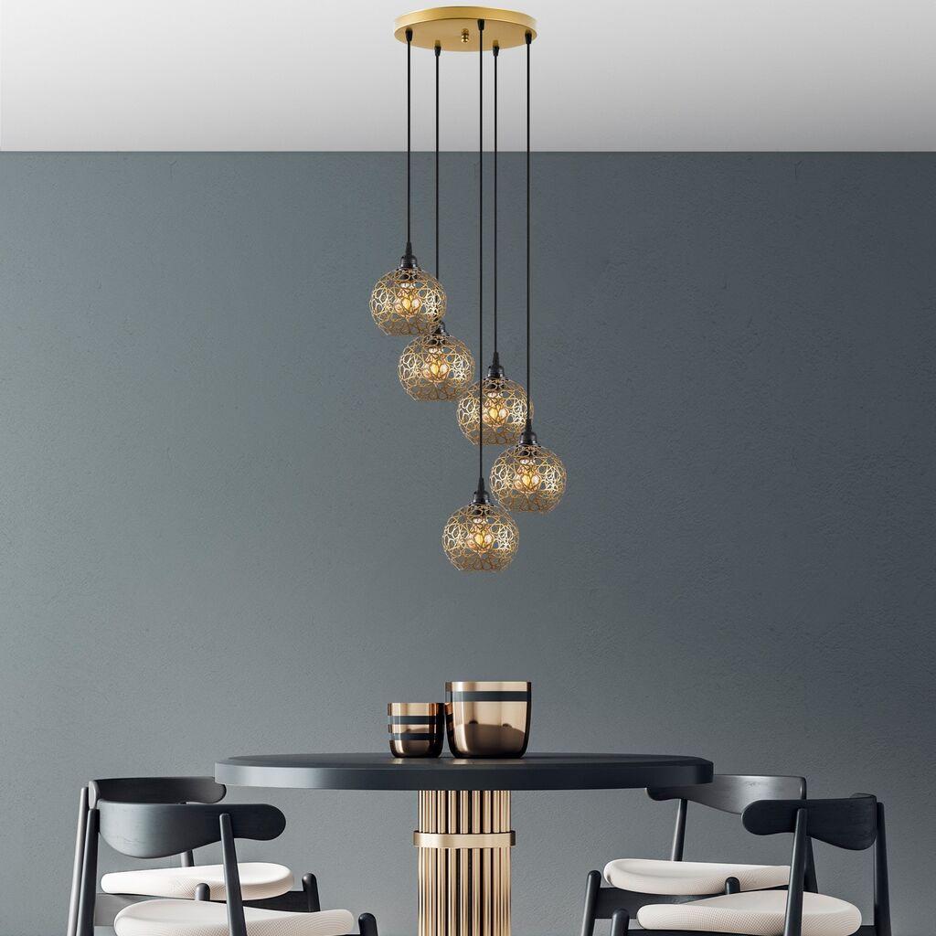 Opviq Luster Selcuklu-Mr-790-1, 60x60x111cm, IP20, Zlatna boja