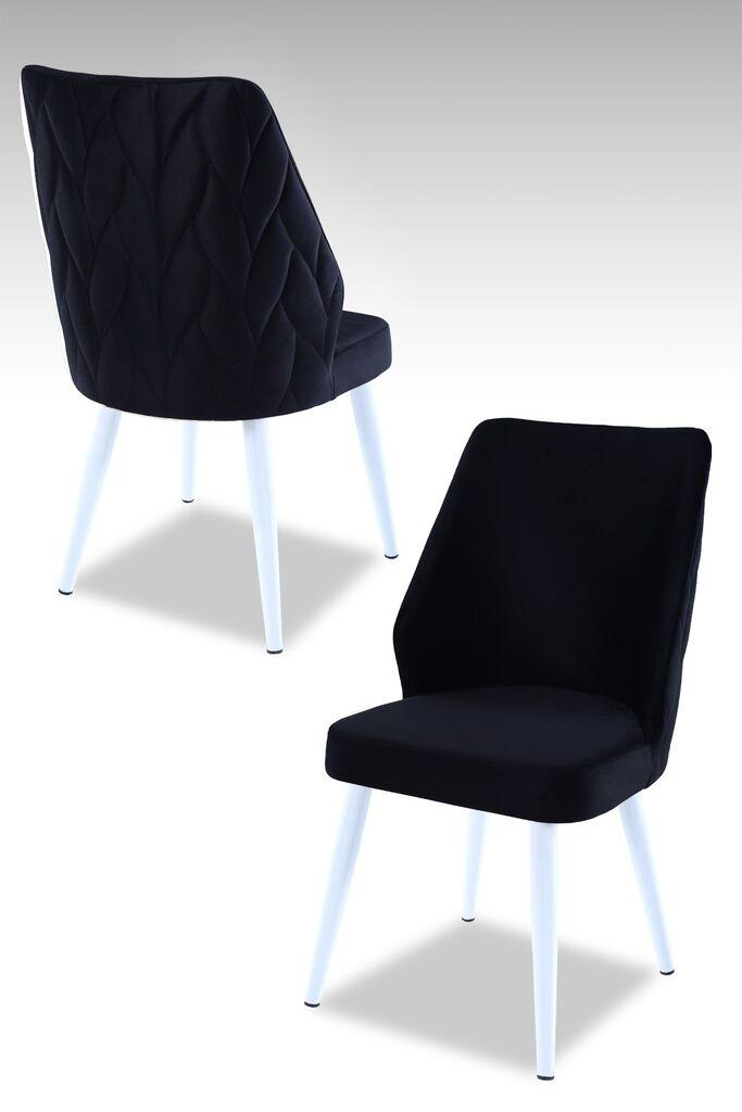 Hanah Home set puf fotelja, 48x90x43 cm, 4 dijela, crno-bijela