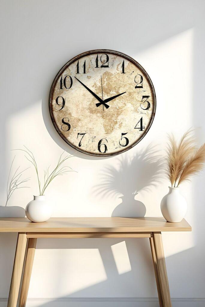 Zidni sat Wallity Huhuas00029, 50x50 cm, Bež