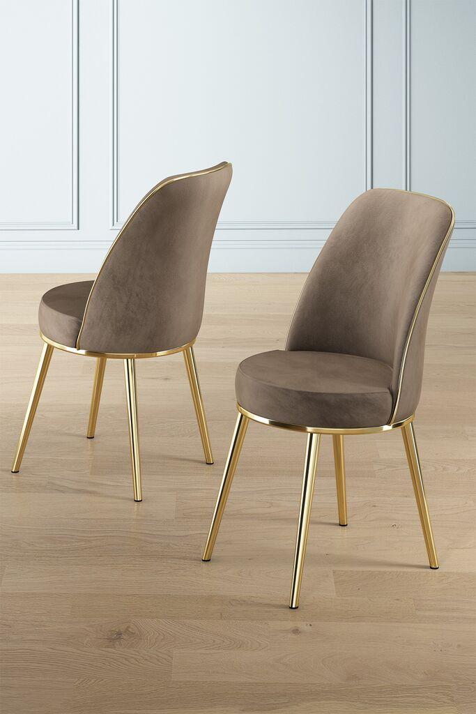 Hanah Home Pefa set stolica, 45x91x42 cm, 4 dijela, zlatno-smeđa boja