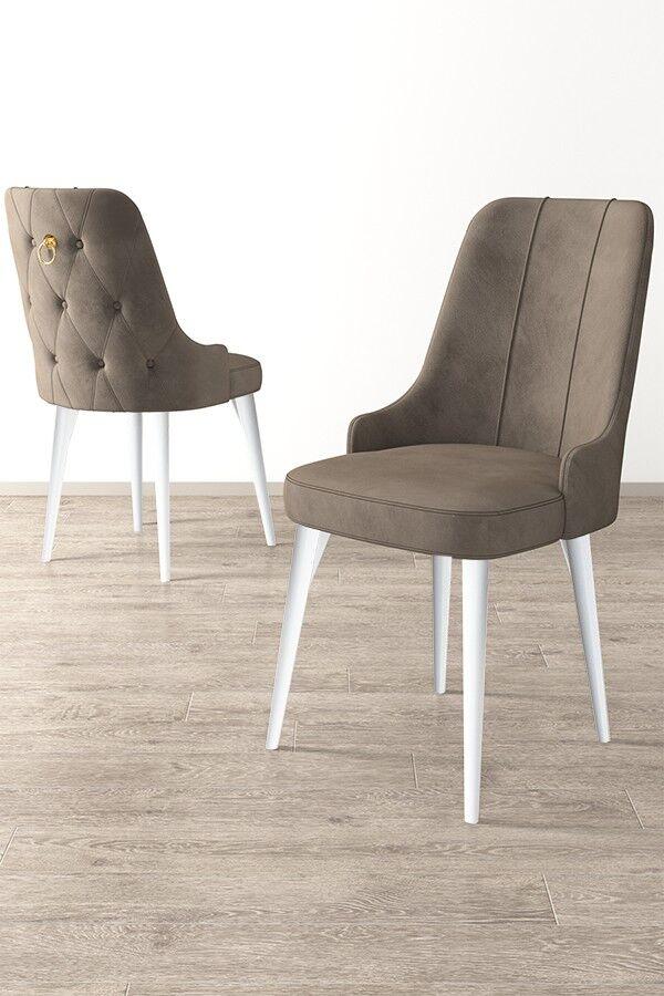 Hanah Home Newa set stolica, 46x94x46 cm, 2 dijela, Bijelo-smeđa