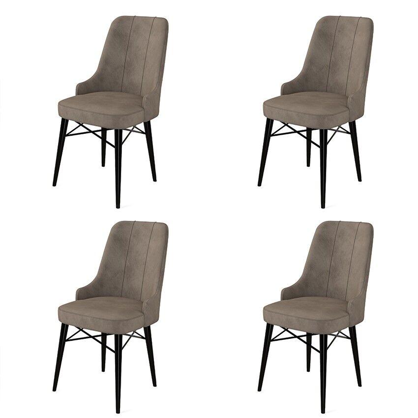 Hanah Home Pare set stolica, 46x94x46 cm, 4 dijela, crno-smeđa