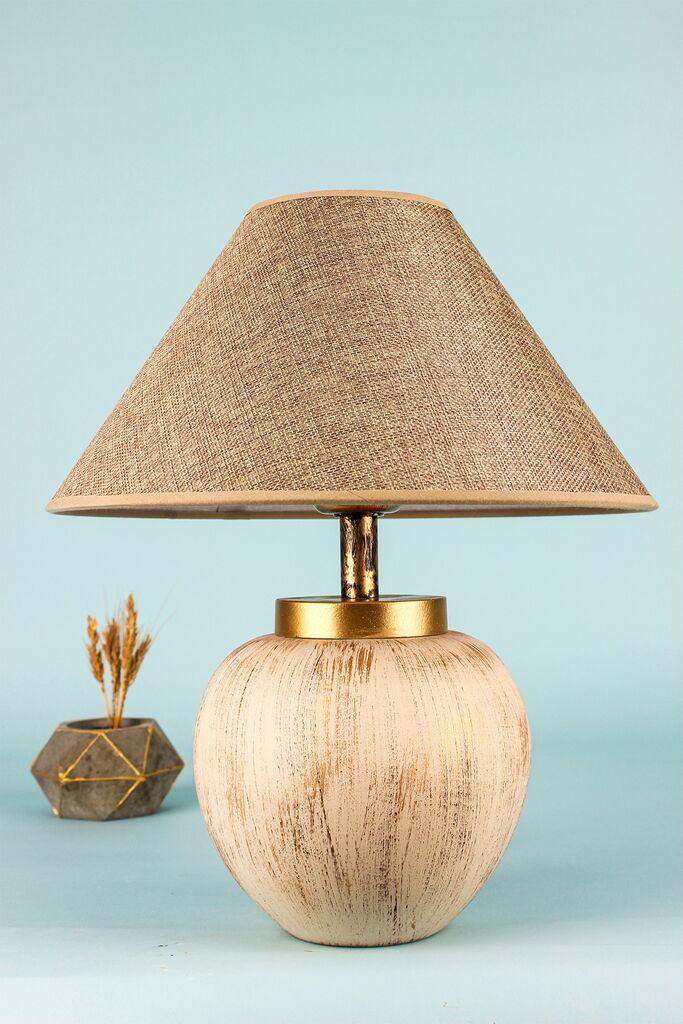 Opviq Stona lampa BK011, O30.18 cm, IP20, Bež-zlatna boja