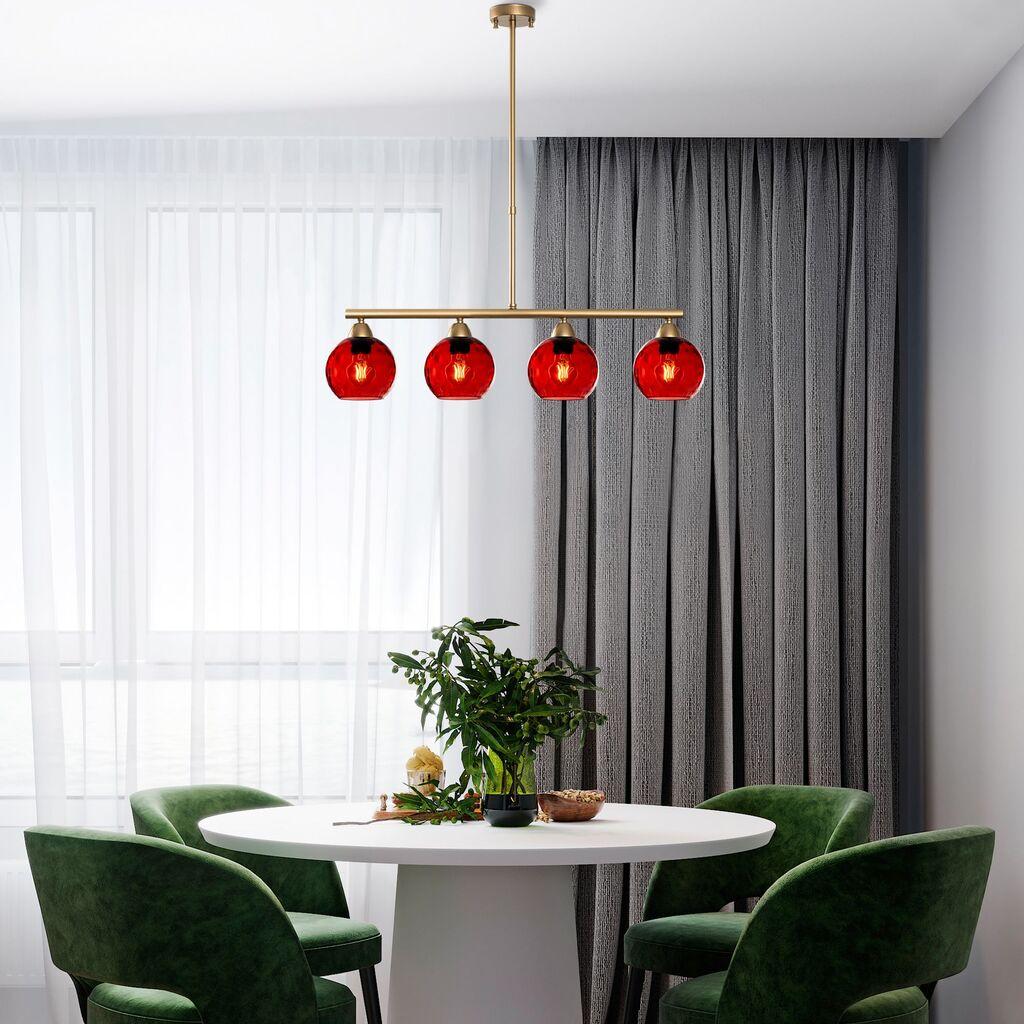 Opviq Luster Benek-15-14441, 80x15x80cm, IP20, Zlatno-crvena boja