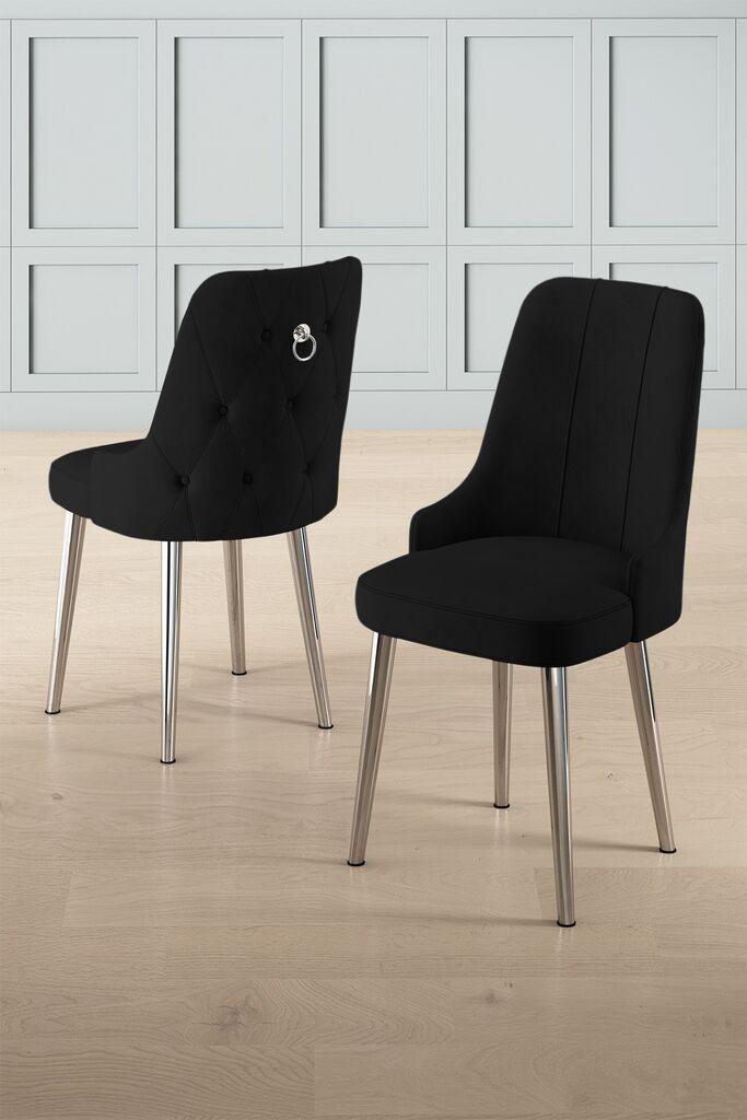 Hanah Home Newa set stolica, 46x94x46 cm, 2 dijela, crna i srebrna boja