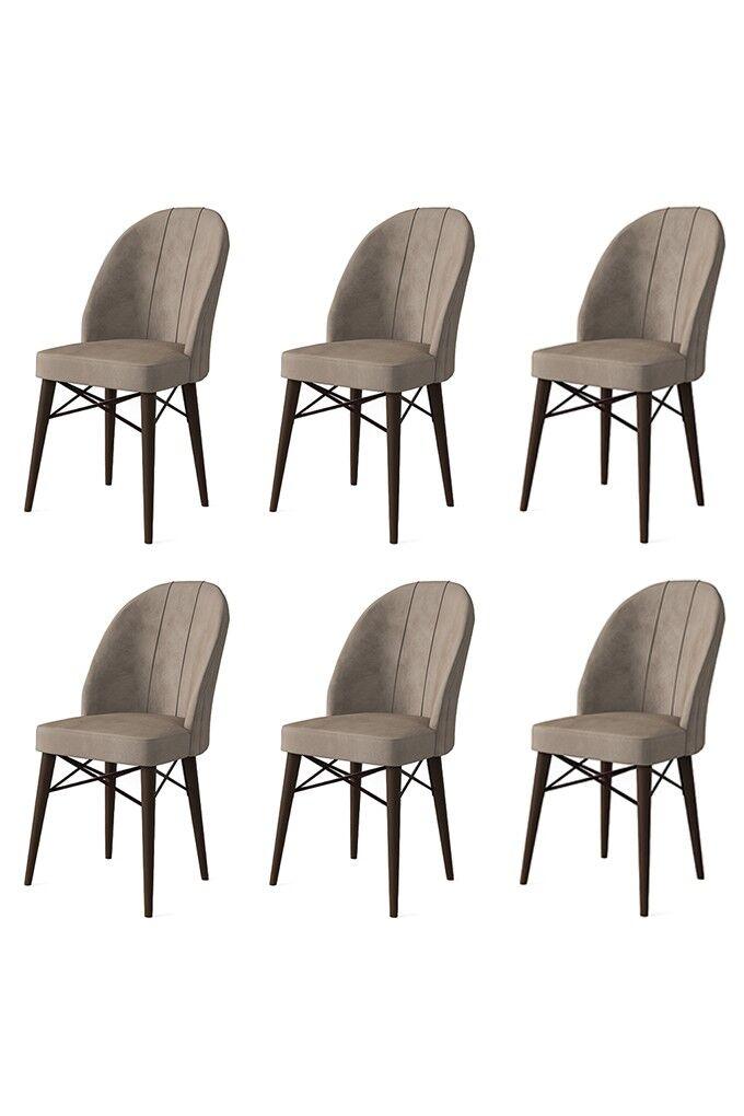 Hanah Home Ritim set stolica, 44x96x42 cm, 6 dijelova, Smeđe-smeđa