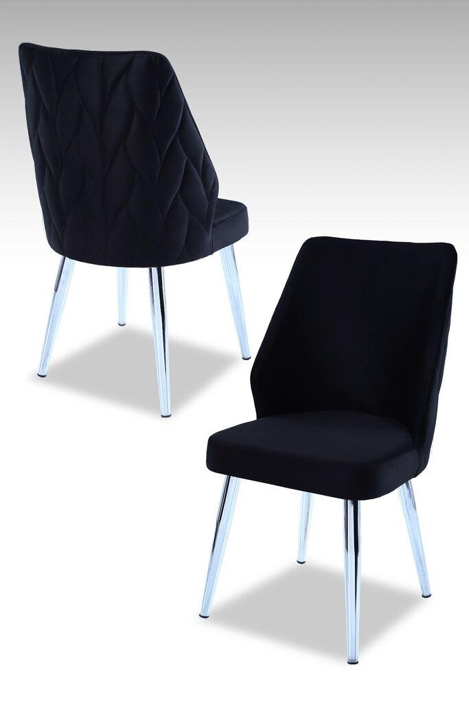 Hanah Home set puf fotelja, 48x90x43 cm, 4 dijela, srebrno-crne boje