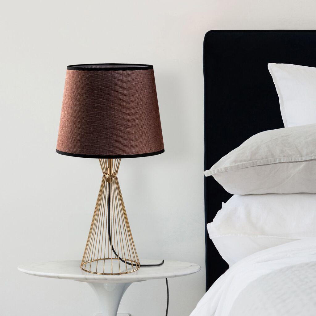 Opviq Stona lampa Telis-5382, 28x28x55 cm, IP20, Smeđe-zlatna boja