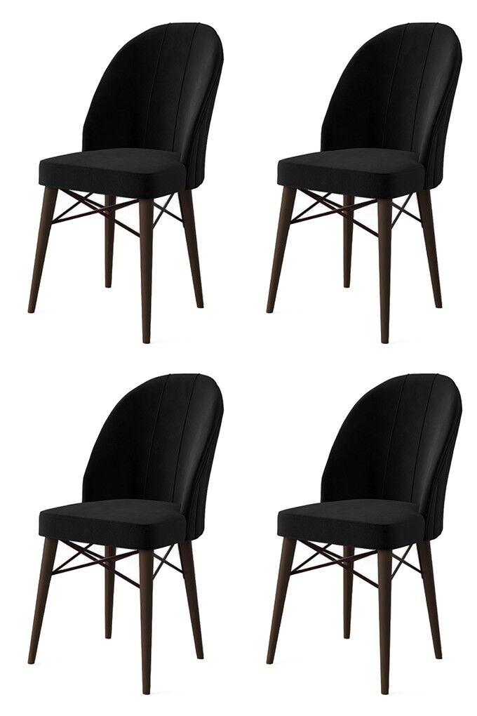 Hanah Home Ritim set stolica, 44x96x42 cm, 4 dijela, Smeđe-crna