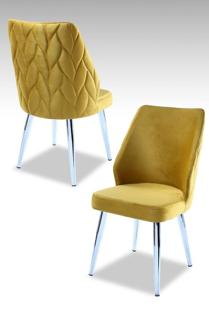 Hanah Home set puf fotelja, 48x90x43 cm, 4 dijela, srebrno-žuta