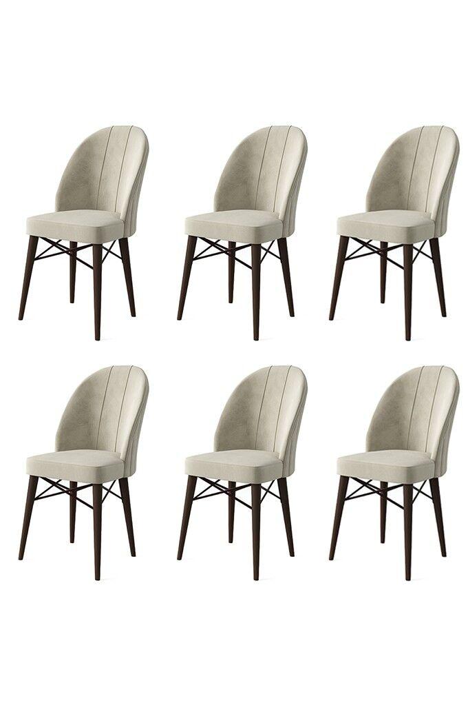 Hanah Home Ritim set stolica, 44x96x42 cm, 6 dijelova, krem-smeđa