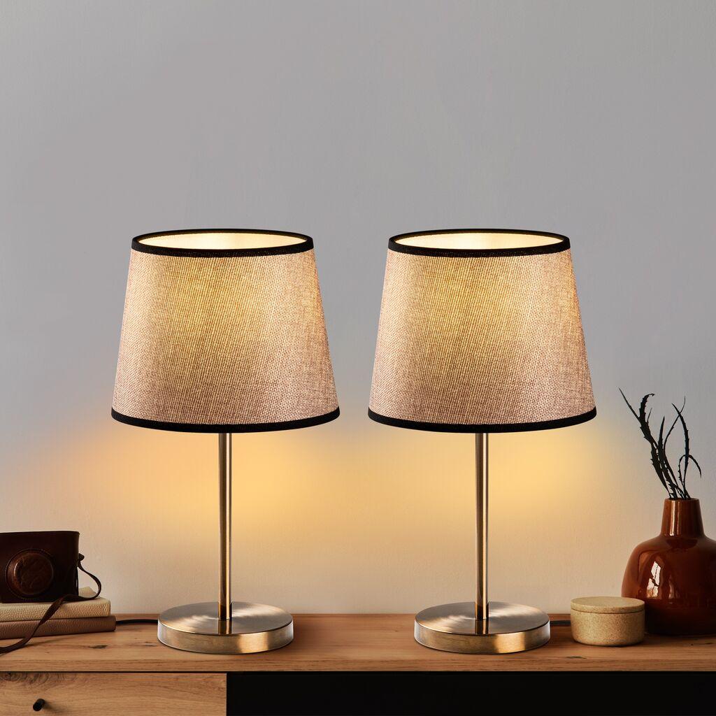 Opviq Set stonih lampi 5102, 21x21x39 cm, IP20, 2 komada, Srebrno-smeđa boja