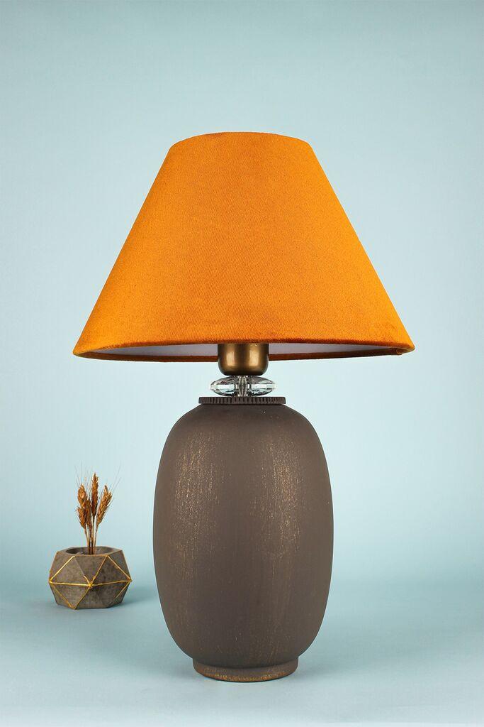 Opviq Stona lampa BK022, O30.15 cm, IP20, Sivo-narandžasta