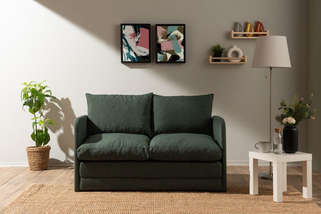 Atelier del Sofa Dvosjed na razvlačenje Saga, 128 x 70 x 66 cm, Zelena
