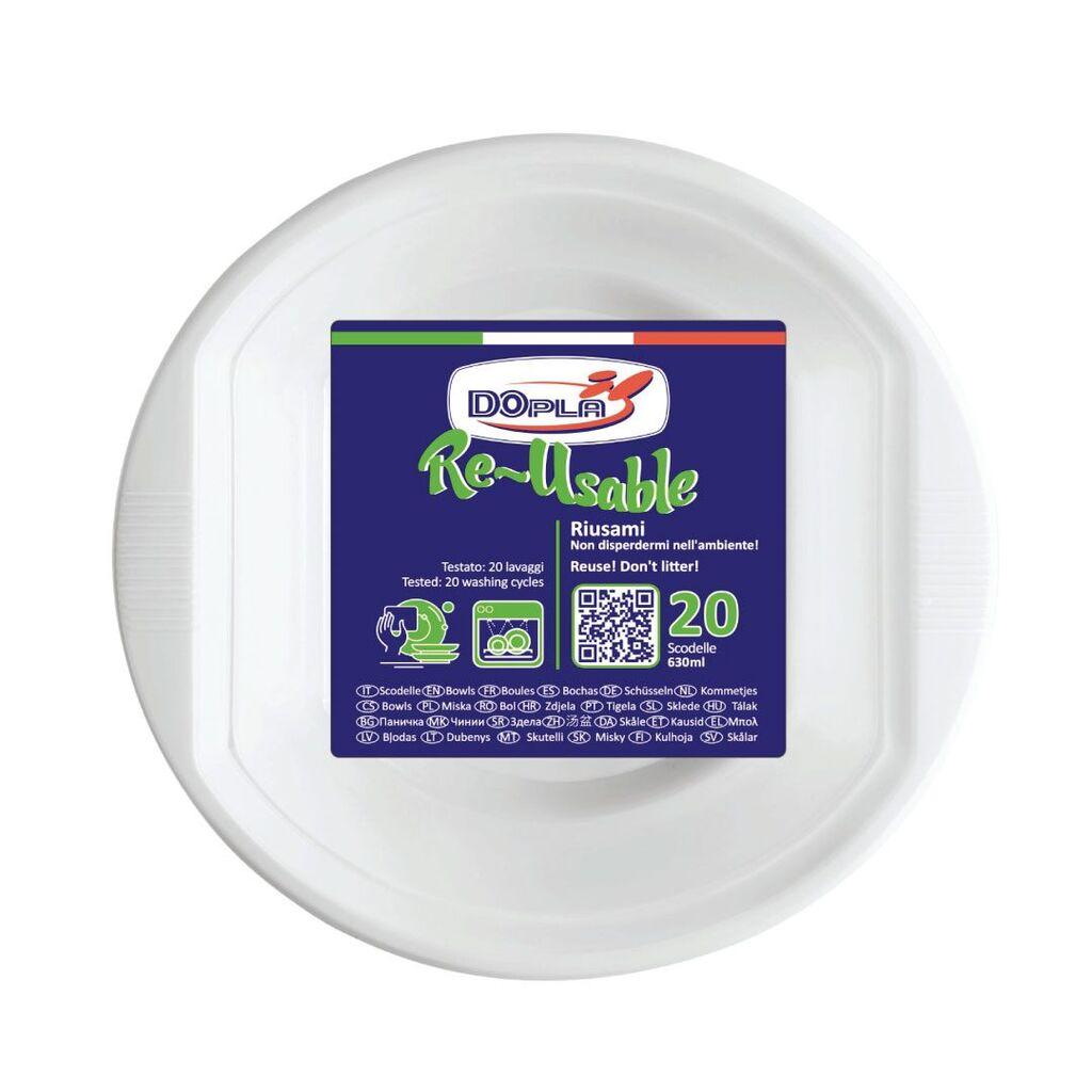 Dopla Pakovanje plastičnih zdjela, 630 ml,20 komada, Bijele