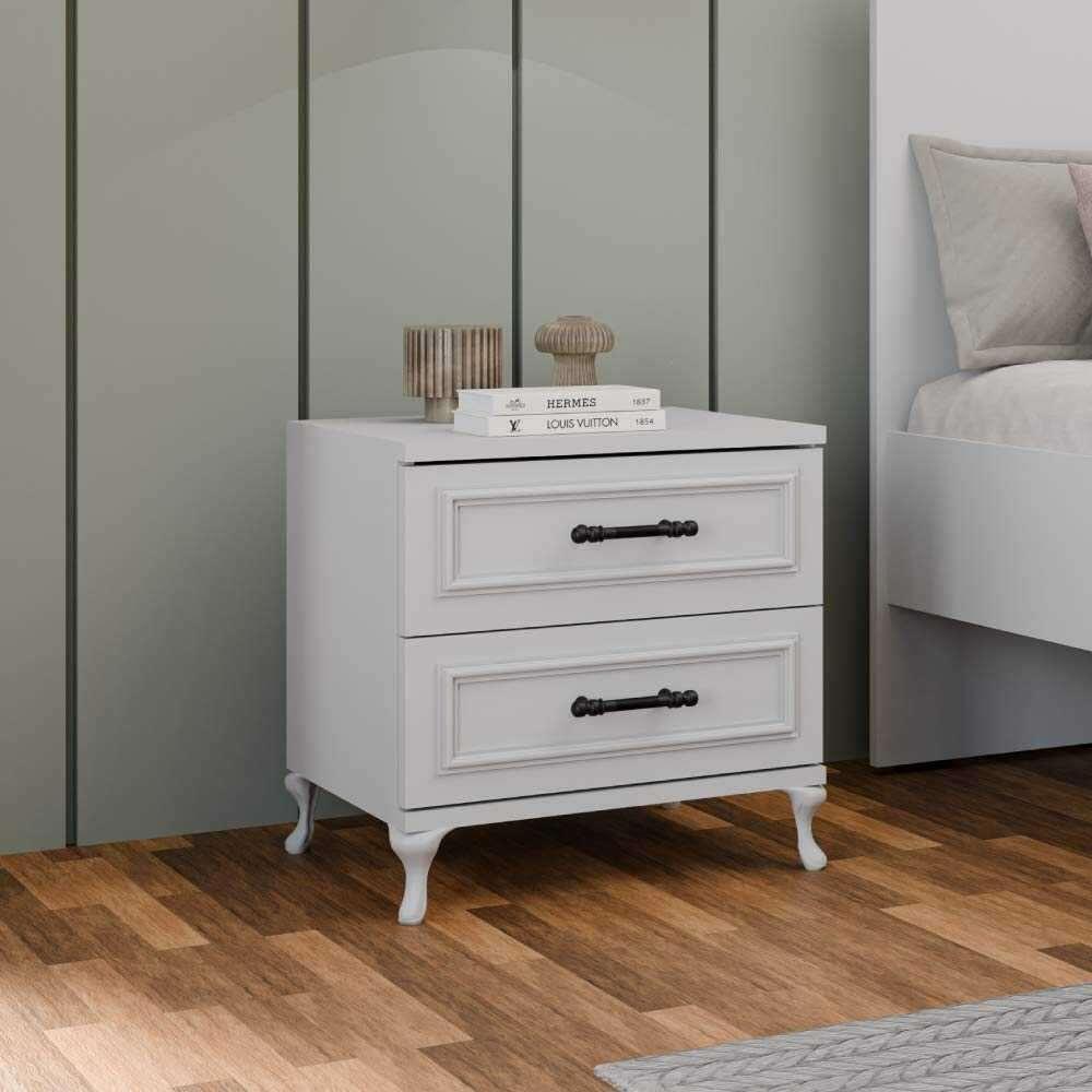 Hanah Home Noćni ormarić Kmd-1002-Dd-1, 51x53x40 cm, Bijela