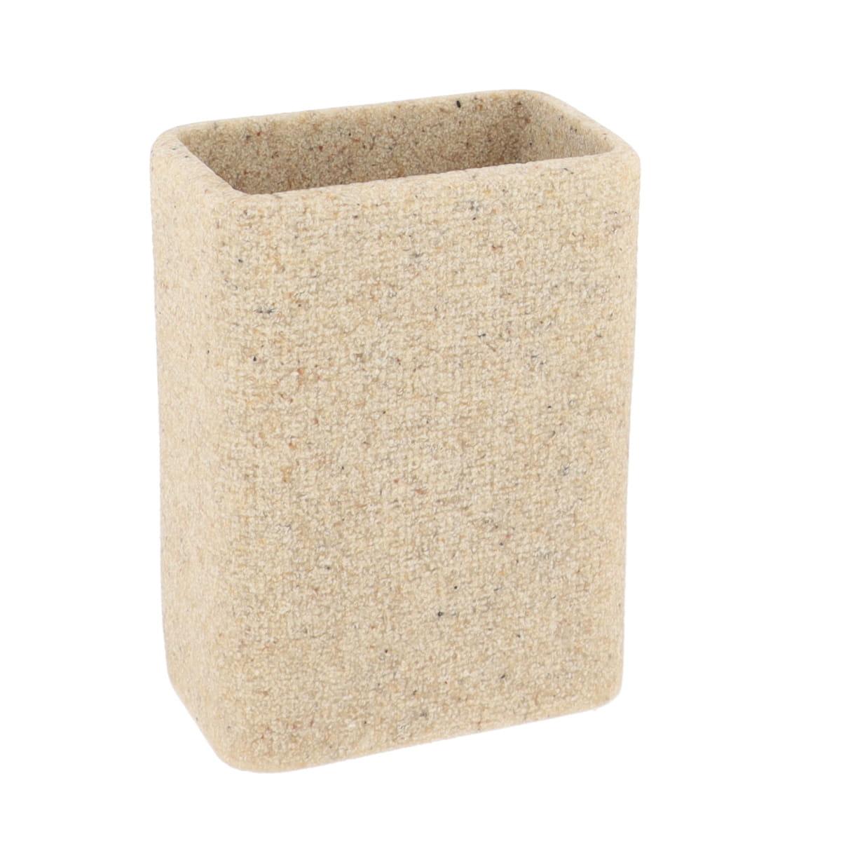 TENDANCE Staklo za četke s efektom pijeska 12x9x6 cm poliresin, bež
