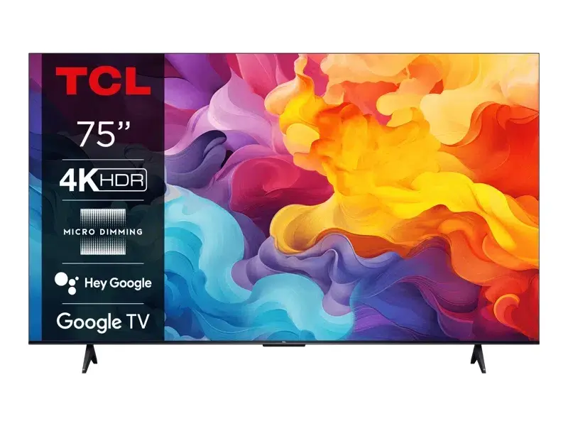 TCL 75V6B Smart TV, 75", Google TV, LED, 4K HDR, crni