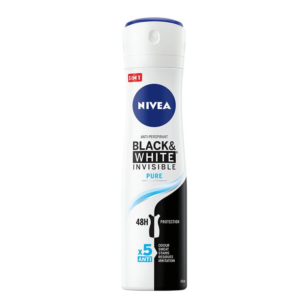 Nivea Ženski dezodorans Black&White Invisible Pure, 150ml