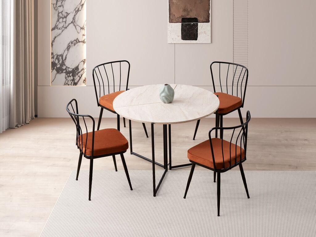 Hanah Home Trpezarijski sto na razlvačenje Yaprak 1204, 100x72x100 cm, Bež