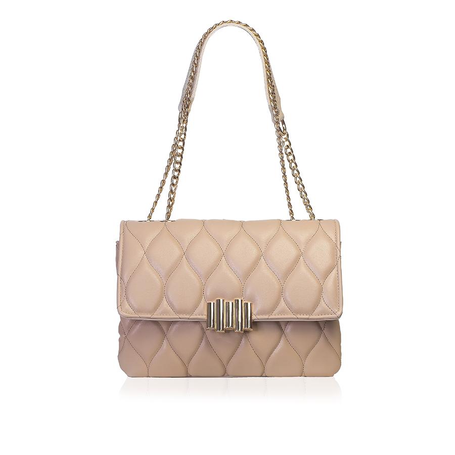 Lovely Bag Noella - Tamno Bež Torba, Zlatni Metal