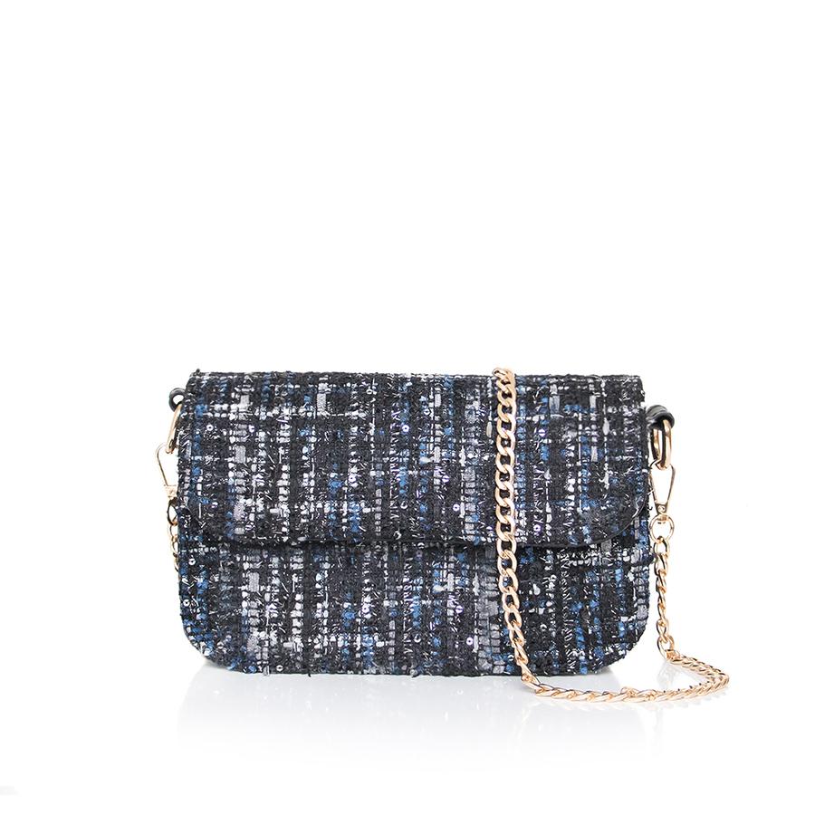 Lovely Bag Pia - Crno/Plava Torba, Zlatni Metal