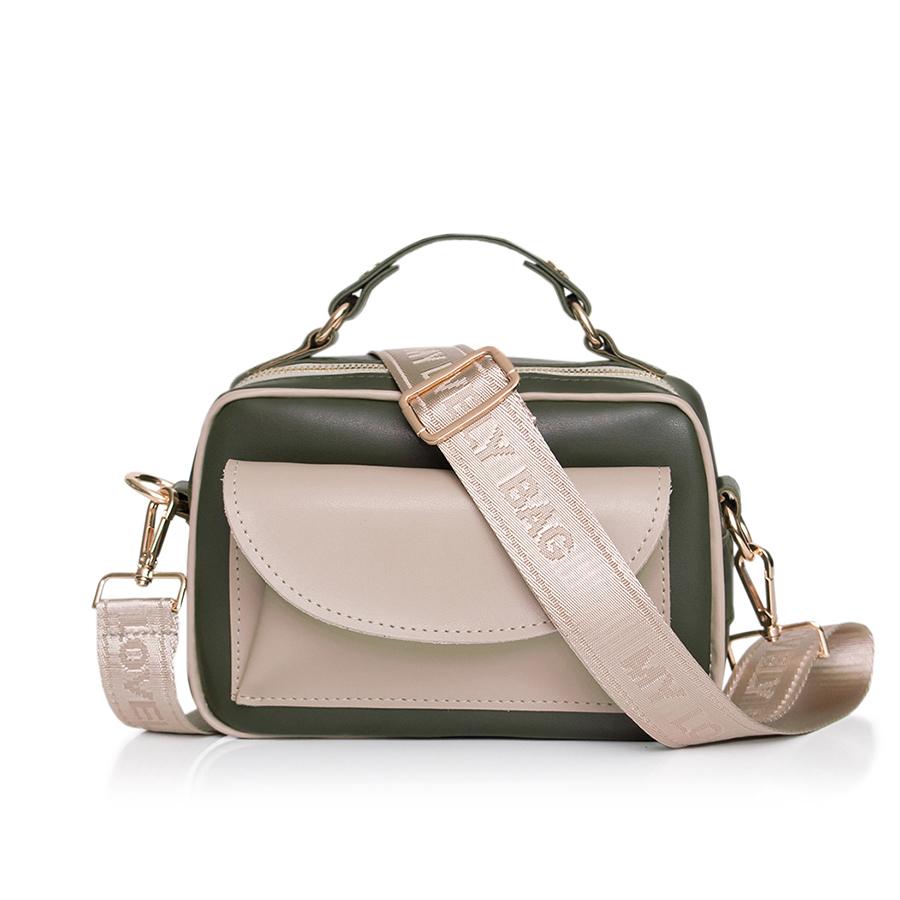 Lovely Bag Gianna - Maslinasto/Bež  Torba, Crni Metal