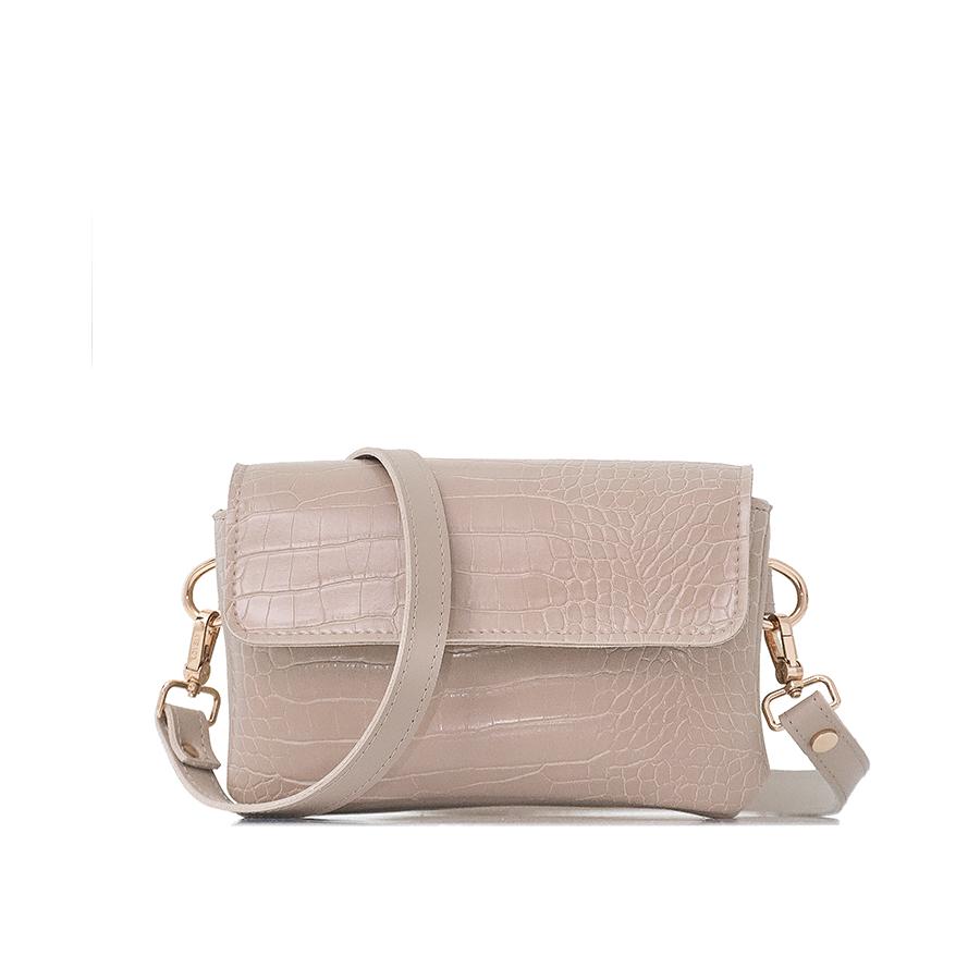 Lovely Bag Letter Baby - Kroko Tamno Bež Torba, Crni Metal