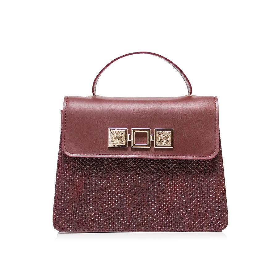 Lovely Bag Elza - Bordo Torba, Zlatni Metal