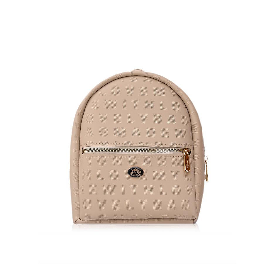 Lovely Bag Eve - Tamno Bež Ruksak, Zlatni Metal