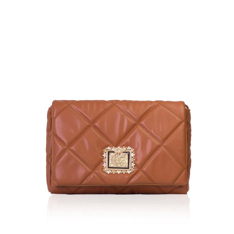 Lovely Bag Diva - Svijetlo Smeđa Torba,Zlatni Metal