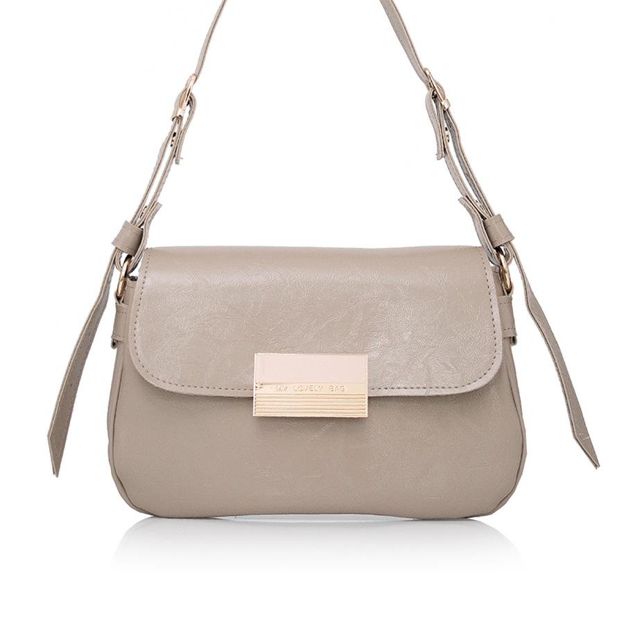 Lovely Bag Alice - Tamno Bež Torba, Zlatni Metal