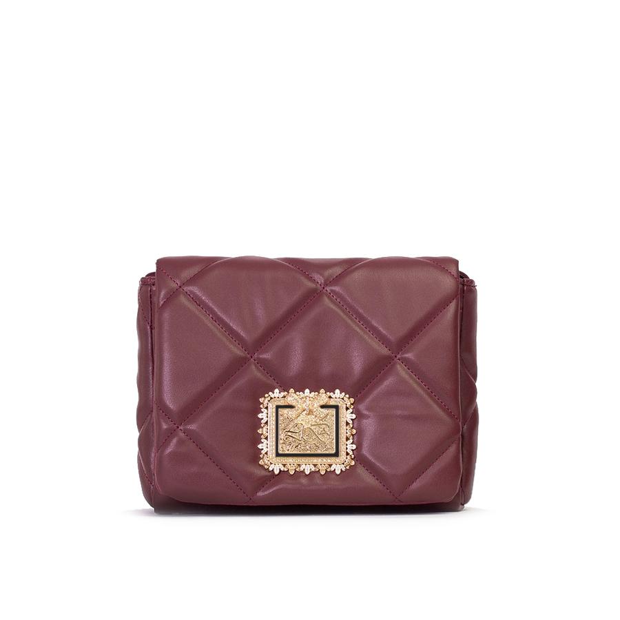 Lovely Bag Diva Baby - Bordo Torba,Zlatni Metal