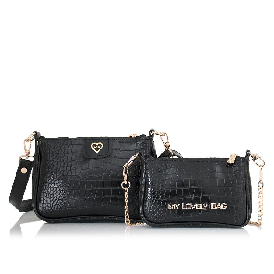 Lovely Bag Gina - Crna Torba, Zlatni Metal