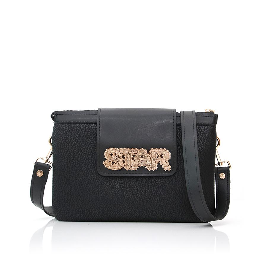 Lovely Bag Ibiza Star - Crna Torba, Zlatni Metal