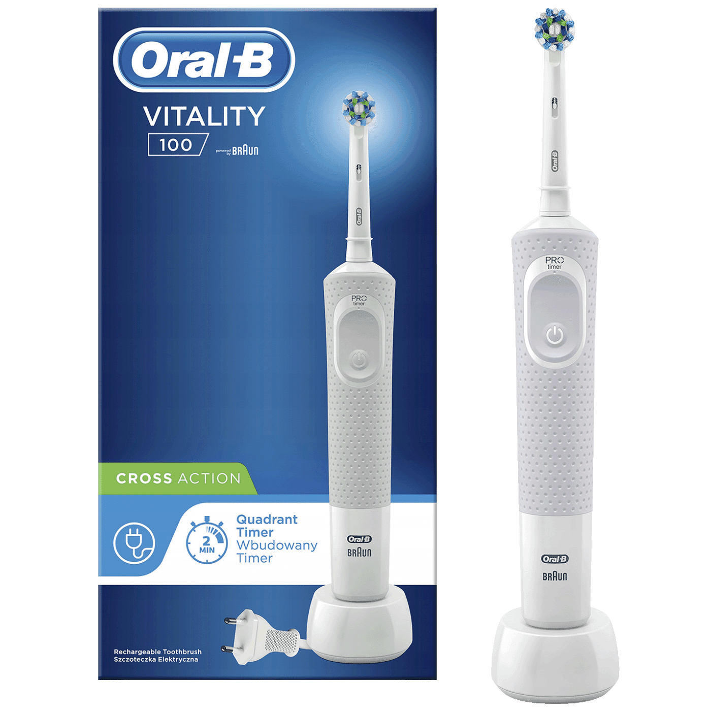BRAUN Oral-B Vitality 100 Cross  Električna četkica za zube Easy Clean, Bijela
