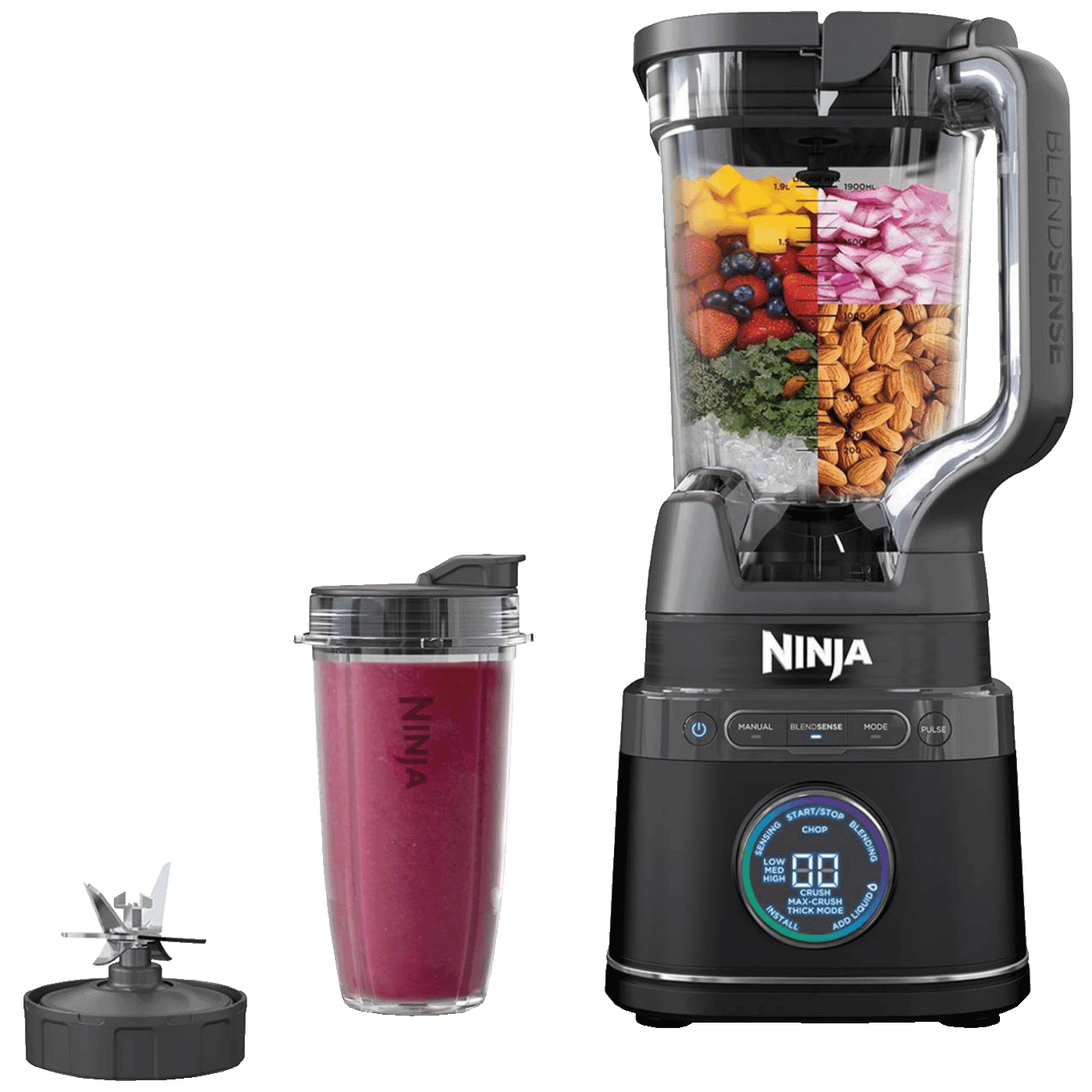 Ninja TB301EU Blender,  2.1 litara/ 2 x 700ml., 1200W, Detect Power Pro, Crni
