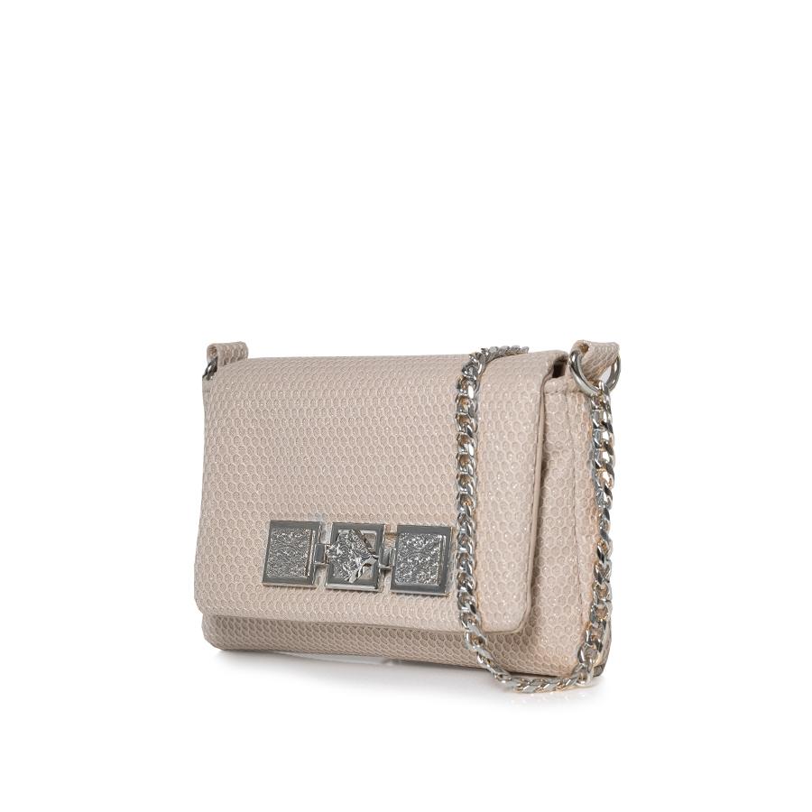 LOVELY BAG Ženska torbica Diva girl elegance, Bež sa srebrnim detaljima