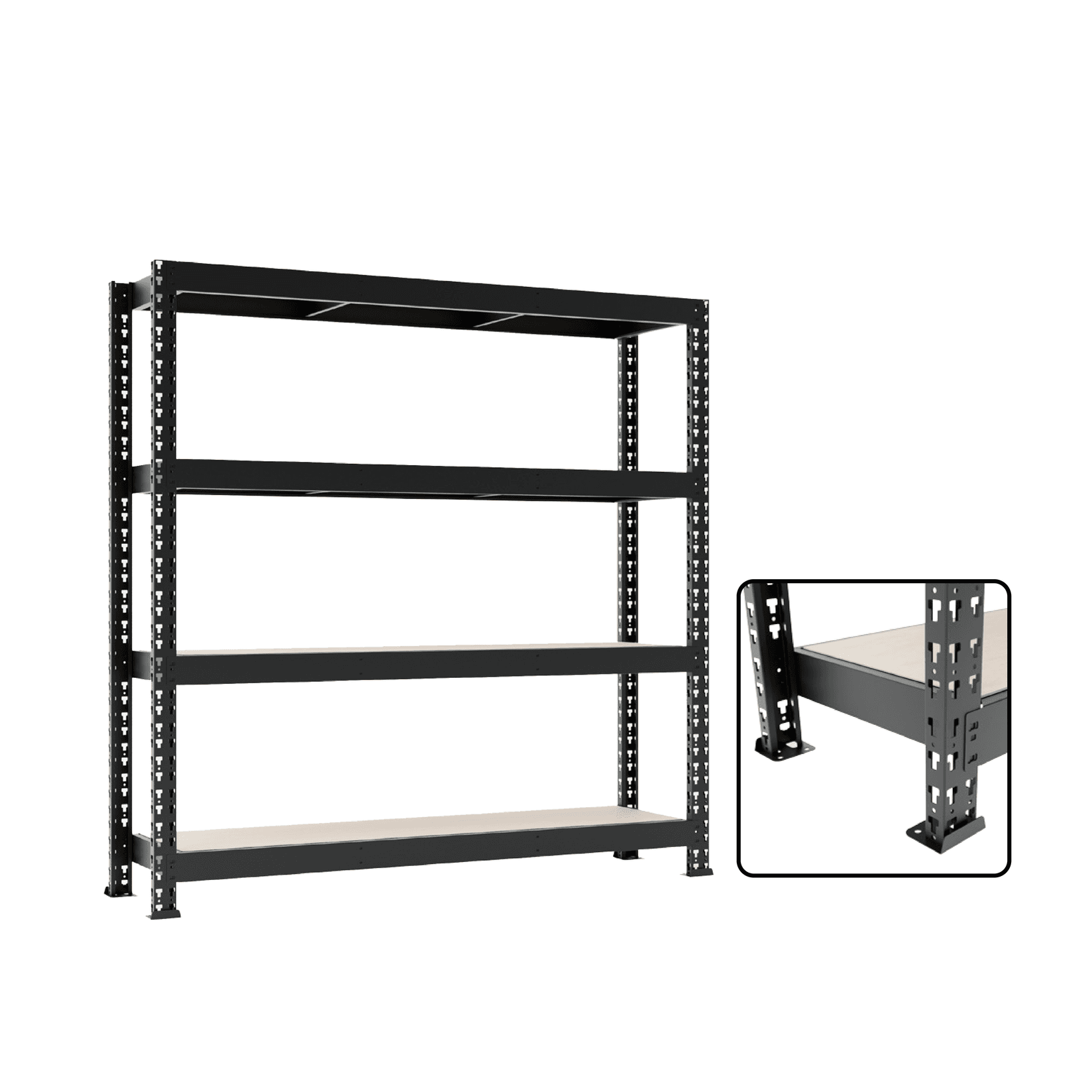 Polica Black frozen za teške terete do 2400 kg Metal/drvo, 180x160x60 cm, Crna