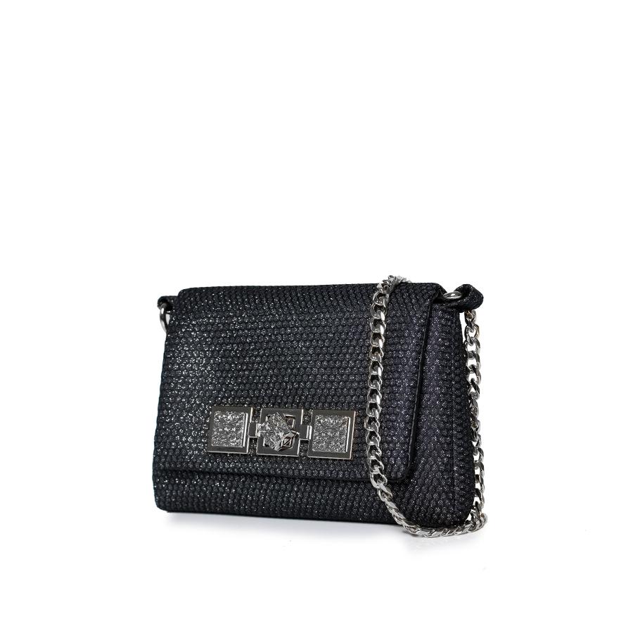 LOVELY BAG Ženska torbica Diva girl elegance, Crna sa srebrnim detaljima