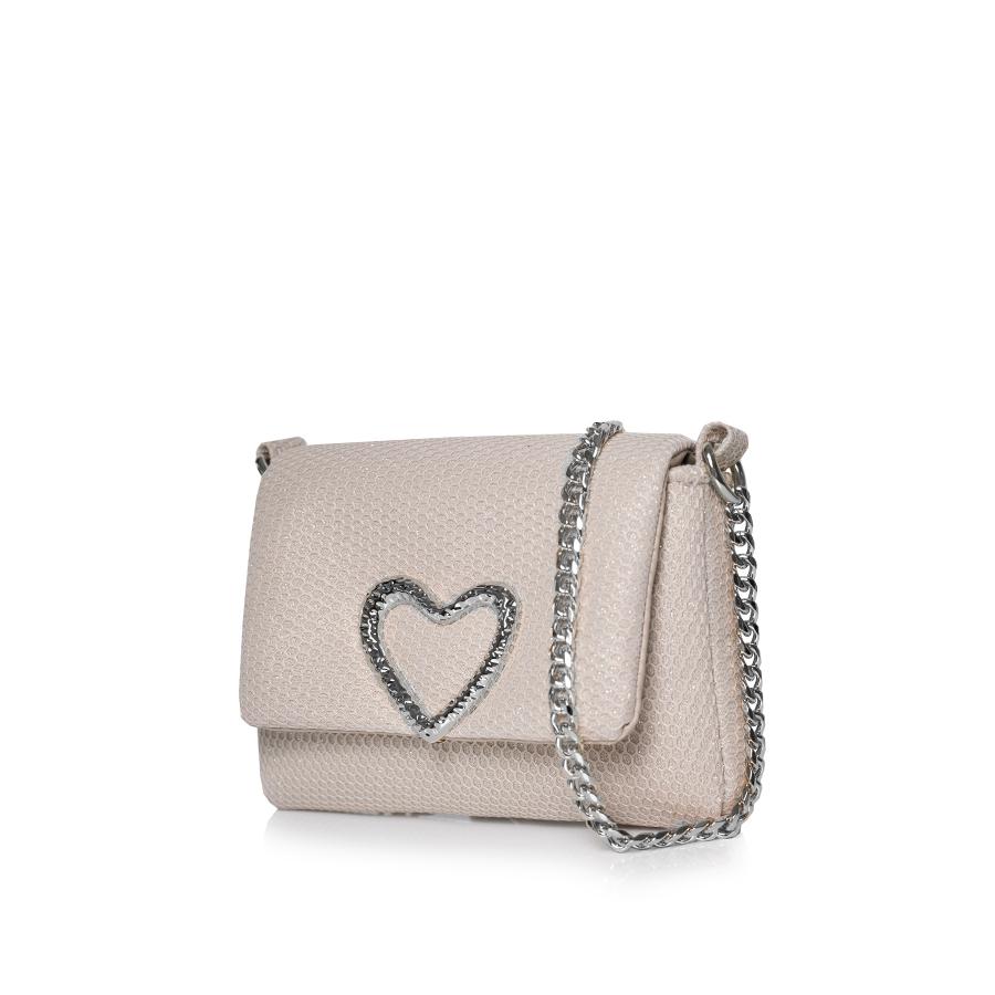 LOVELY BAG Ženska torbica Diva girl love, Bež sa srebrnim detaljima