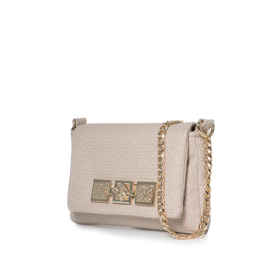 LOVELY BAG Ženska torbica Diva girl elegance, Bež sa zlatnim detaljima