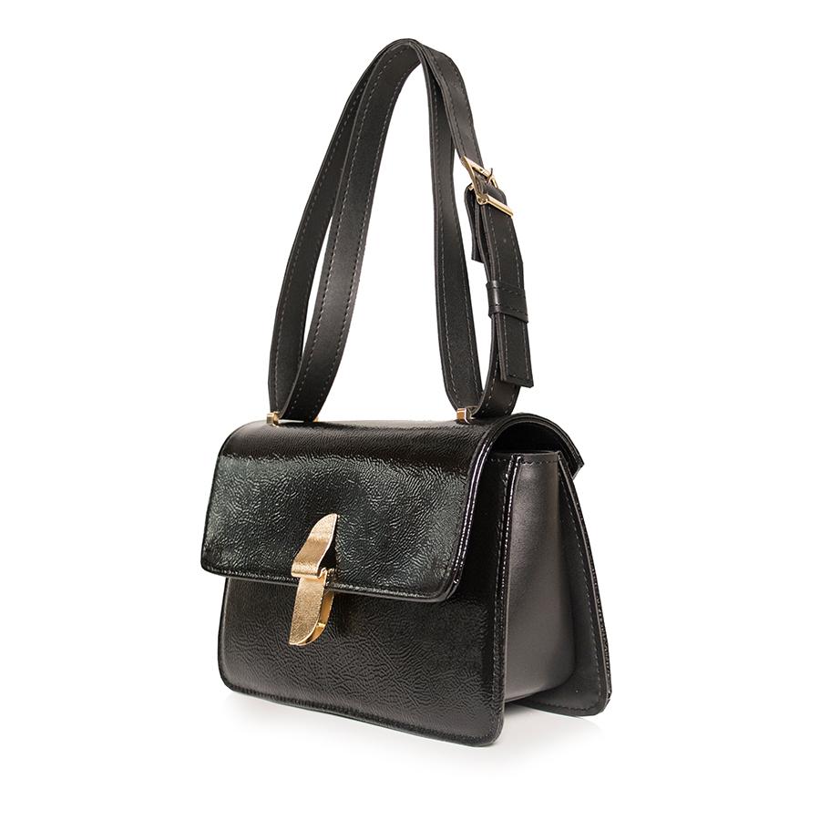 LOVELY BAG Ženska torbica Isidora, Crna sa zlatnim detaljima