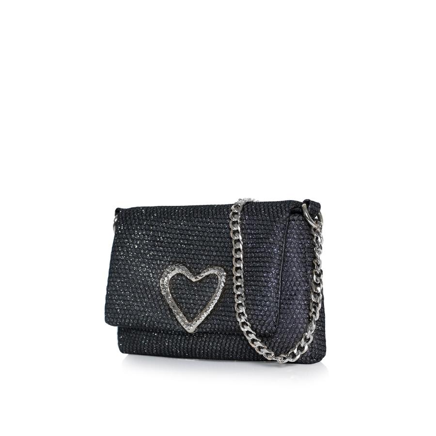 LOVELY BAG Ženska torbica Diva girl love, Crna sa srebrnim detaljima
