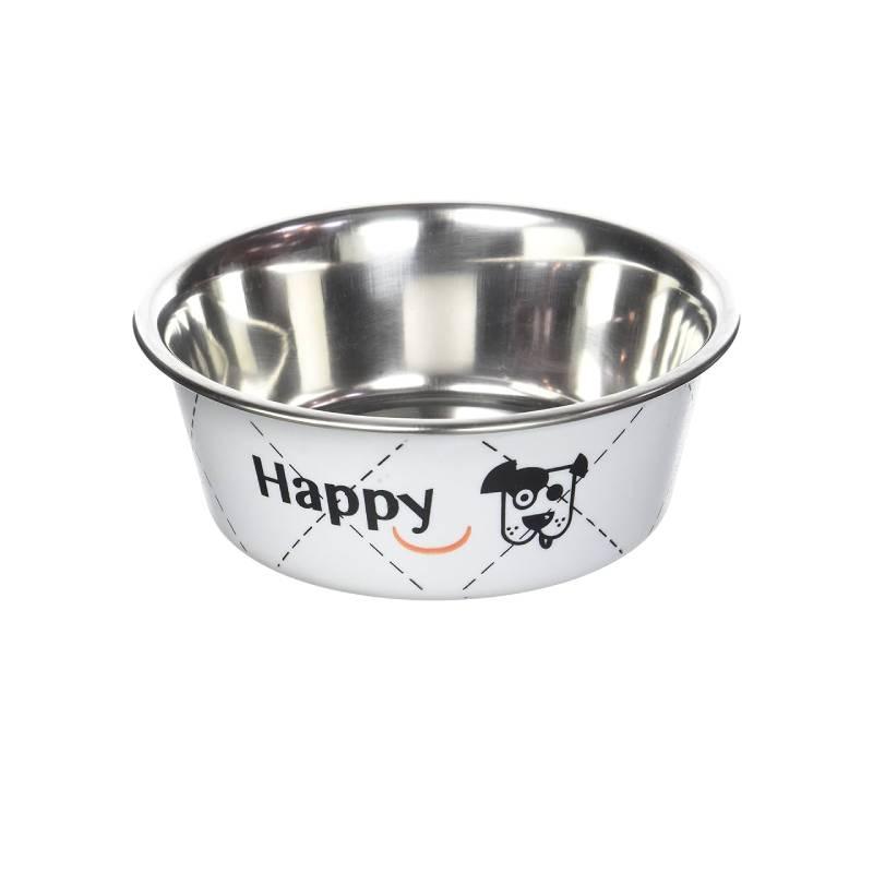 Zdjela od nehrđajućeg čelika za pse Happy, 2650 ml, Bijela